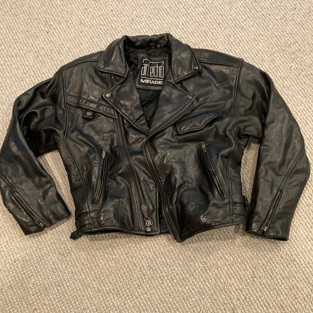 Vintage black biker jacket - Men’s Small - 100% LEATHER